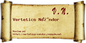 Vertetics Nándor névjegykártya